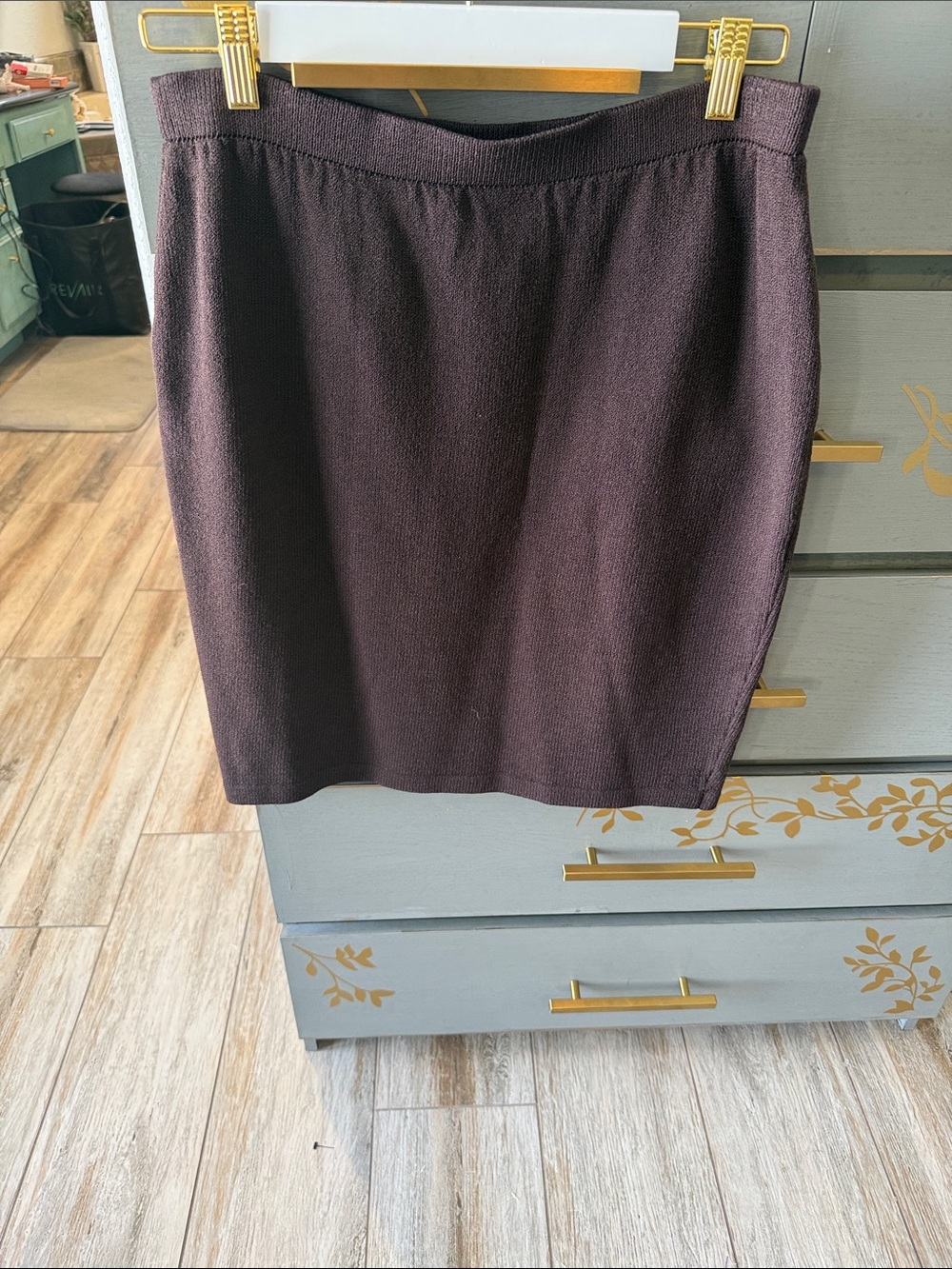 St. John Plum Knit Pencil Skirt